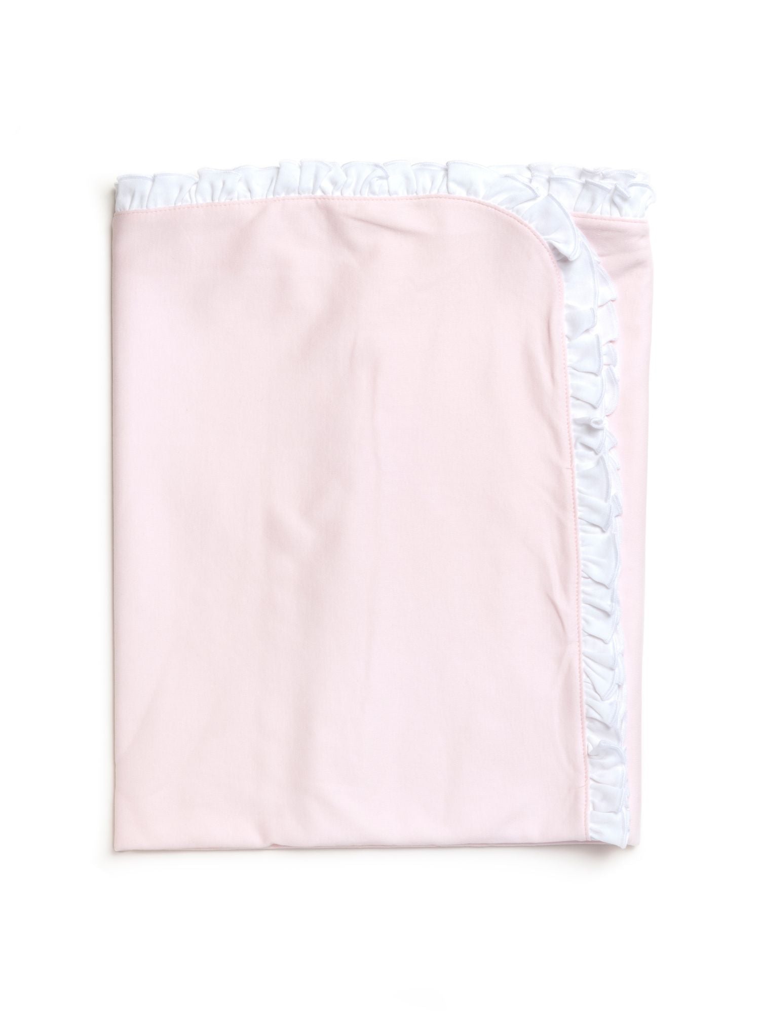 Pima Cotton Ruffle Trim Baby Blanket - Lt Pink