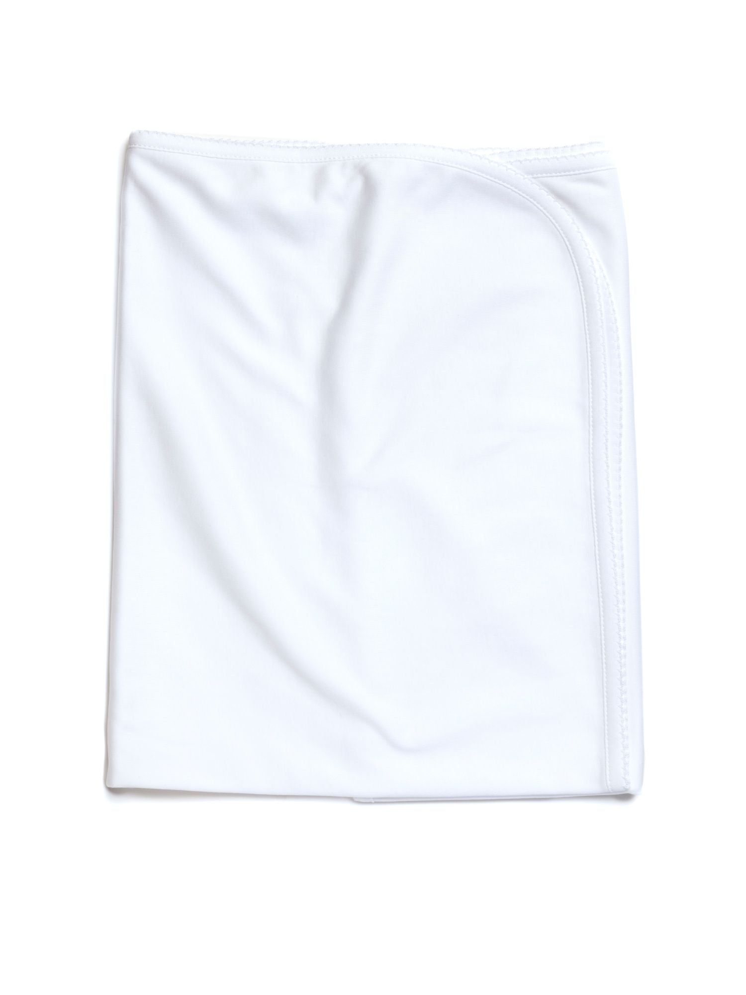 Pima Cotton Picot Trim Baby Blanket -  White