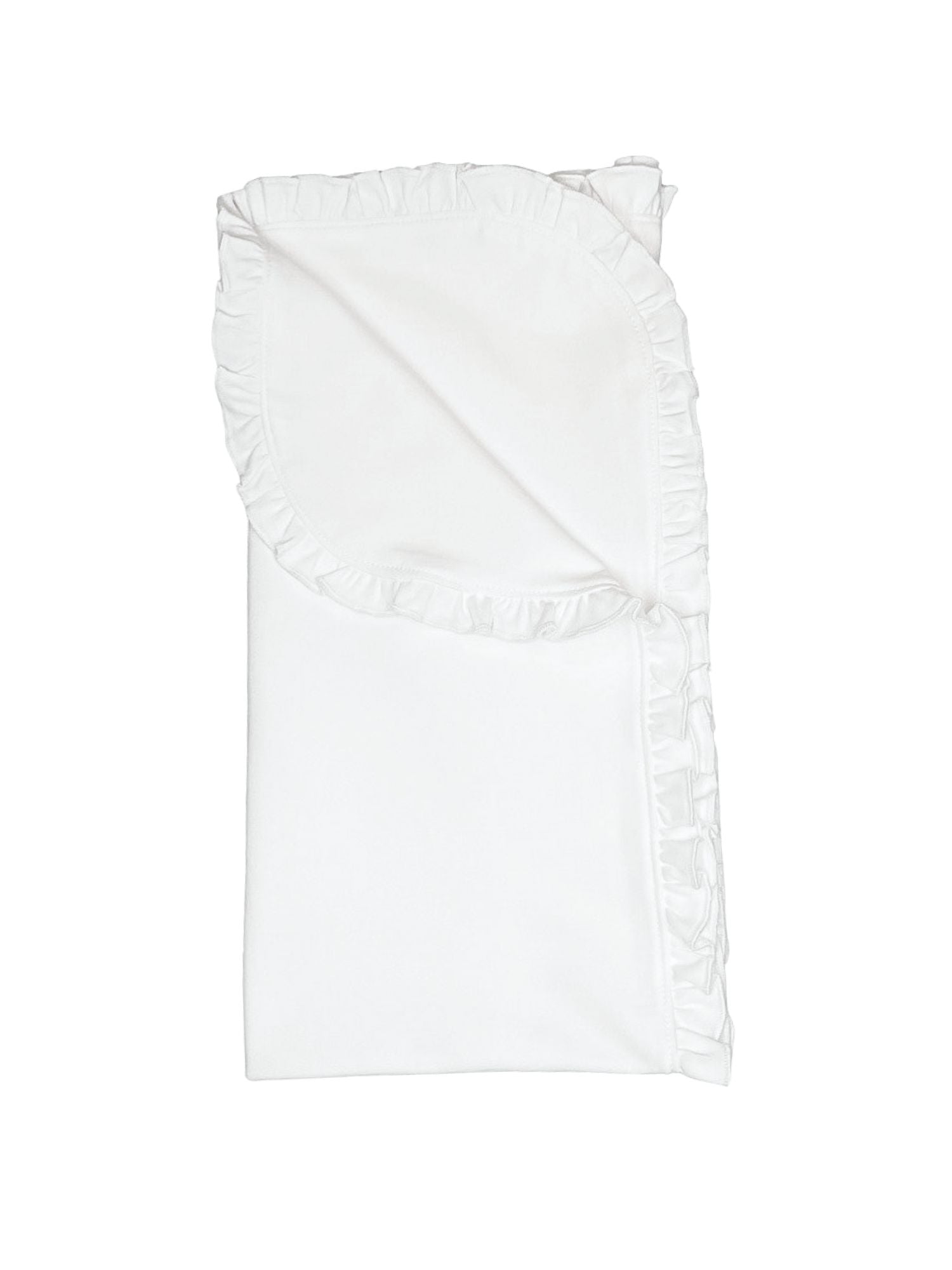 Pima Cotton Ruffle Trim Baby Blanket - White
