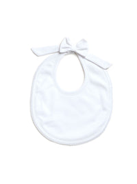 Classic Bow Snap Pima Baby Bib - White