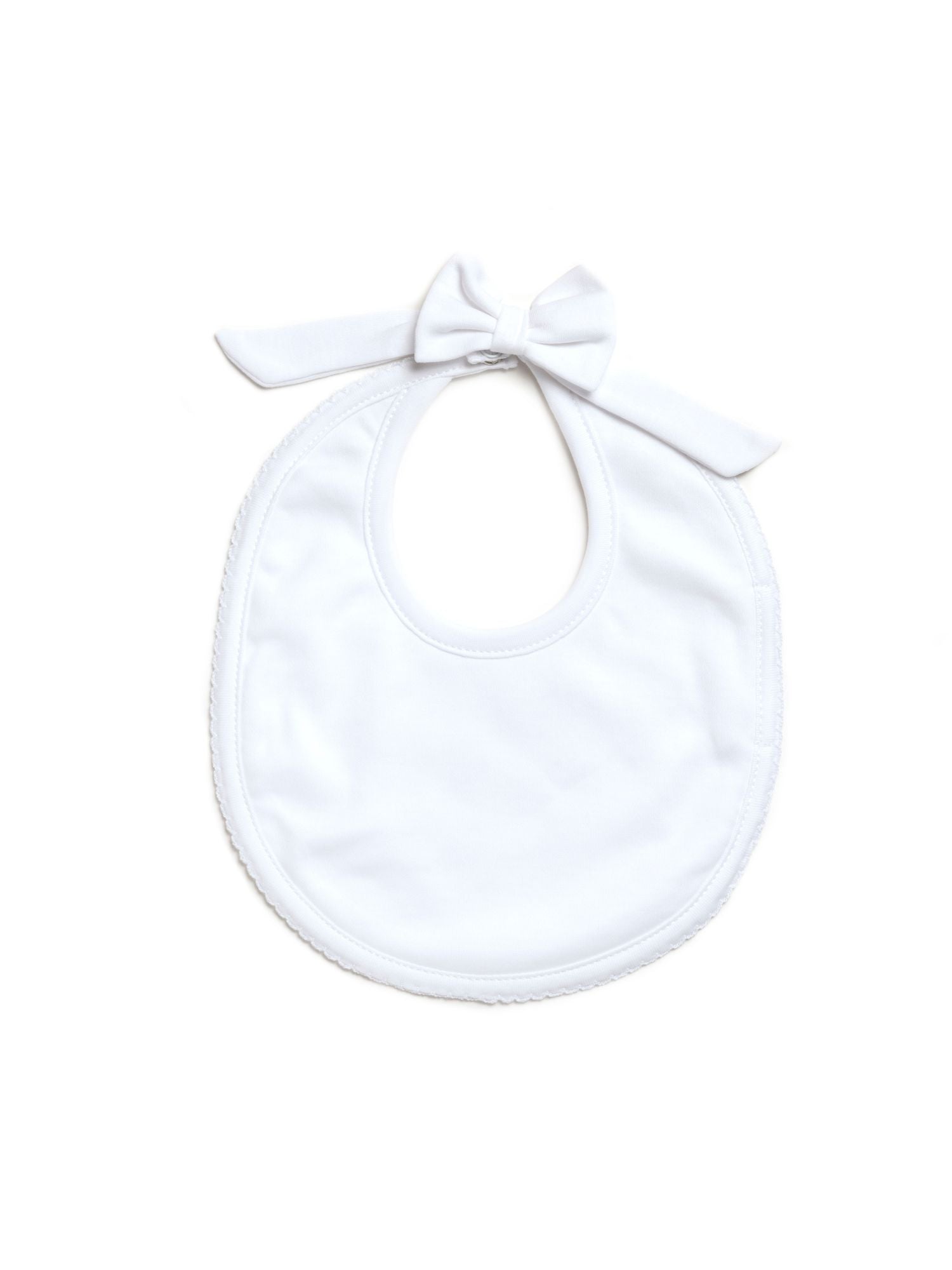 Classic Bow Snap Pima Baby Bib - White
