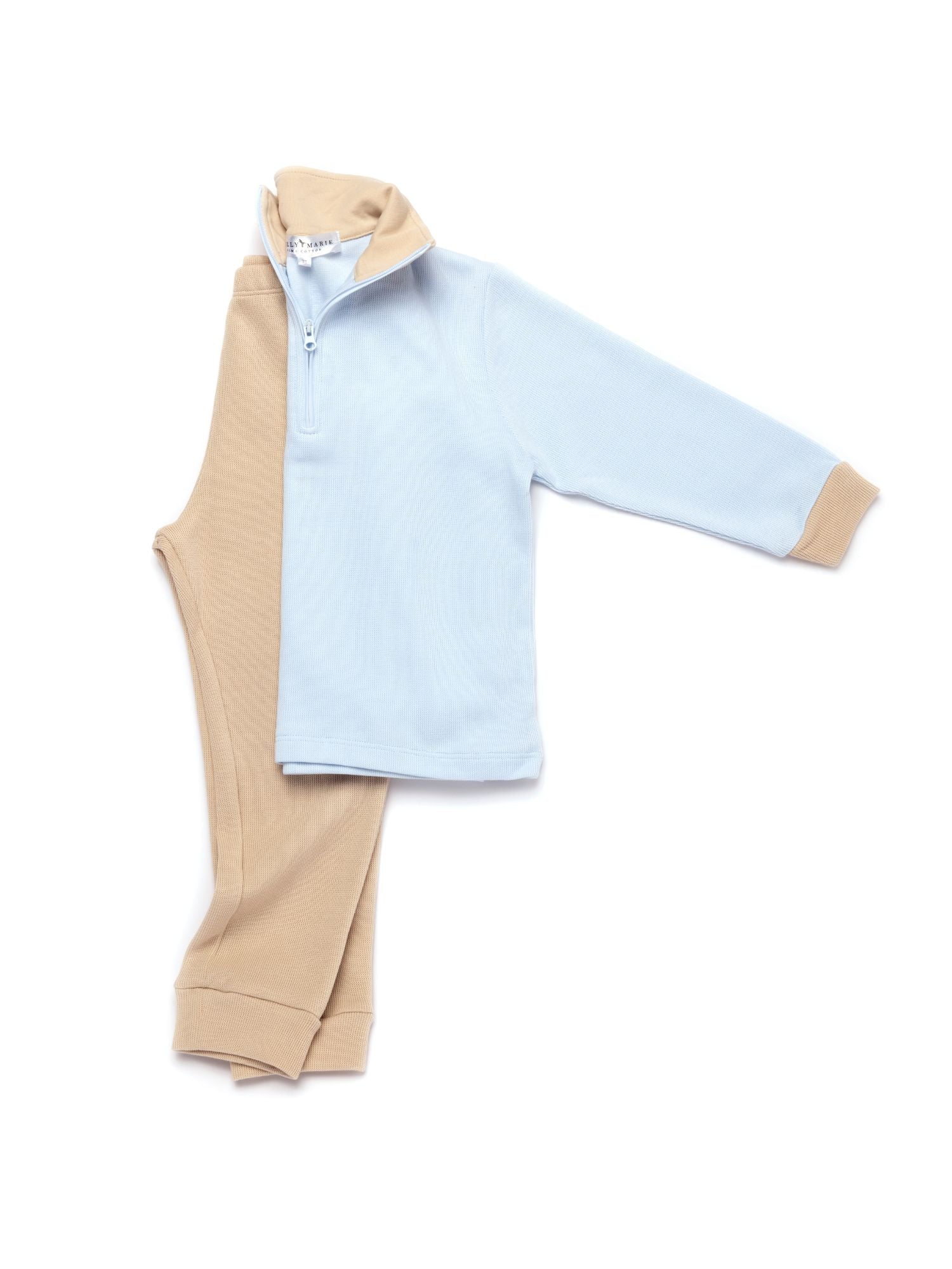 Special Knit Blue Zipper Sweater Set | Lt Blue