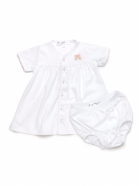 Classic Bow Pima Diaper Set | White