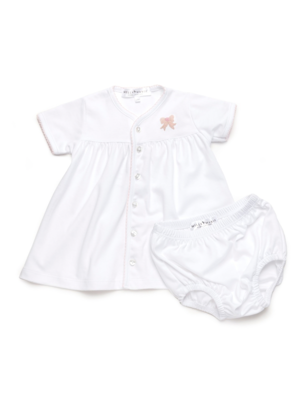Classic Bow Pima Diaper Set | White
