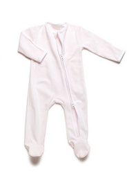 Two Way Zip Striped Footie Pajama | Lt Pink Stripe