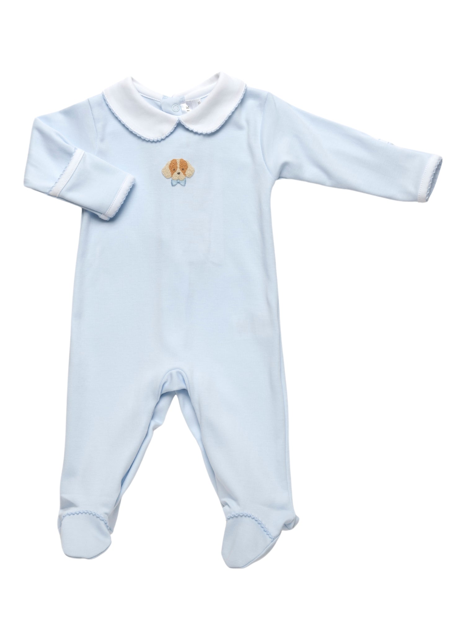 Spotted Boy Puppy Collared Pima Footie | Lt Blue
