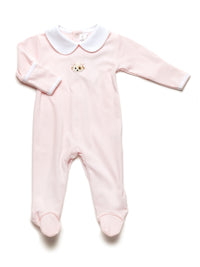 Spotted Girl Puppy Collared Pima Footie | Lt Pink