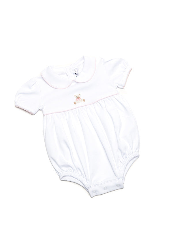 Pink Teddy Bear Pima Bubble | White/Lt Pink
