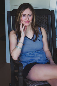 Women's Pima Sleeveless Pajama Top | Navy Mini Stripe