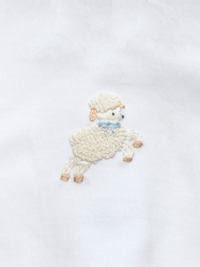Jumping Lamb Boy Collared Pima Footie | White/Lt Blue