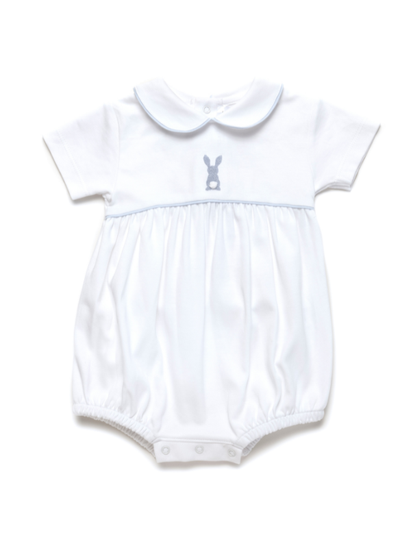 French Knot Bue Bunny Pima Bubble | White/Lt Blue