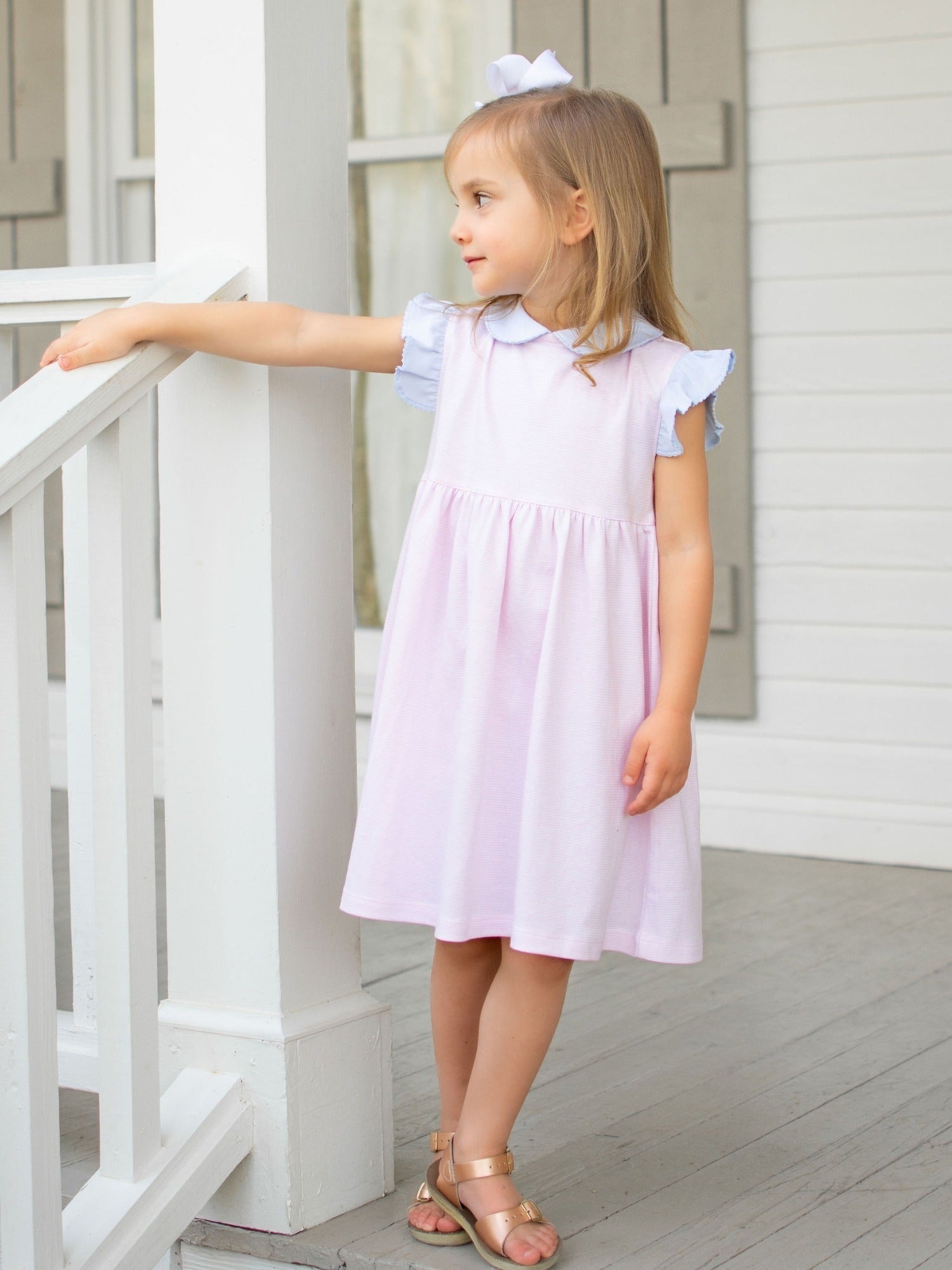 Lucy Pima Play Dress | Lt Pink Mini Stripe