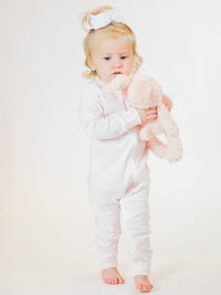 Convertible 2-Way Zip Striped Pima Footie Pajama | Lt Pink Stripe