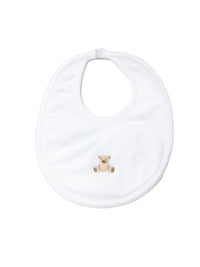 Yellow Teddy Bear Pima Baby Bib | White