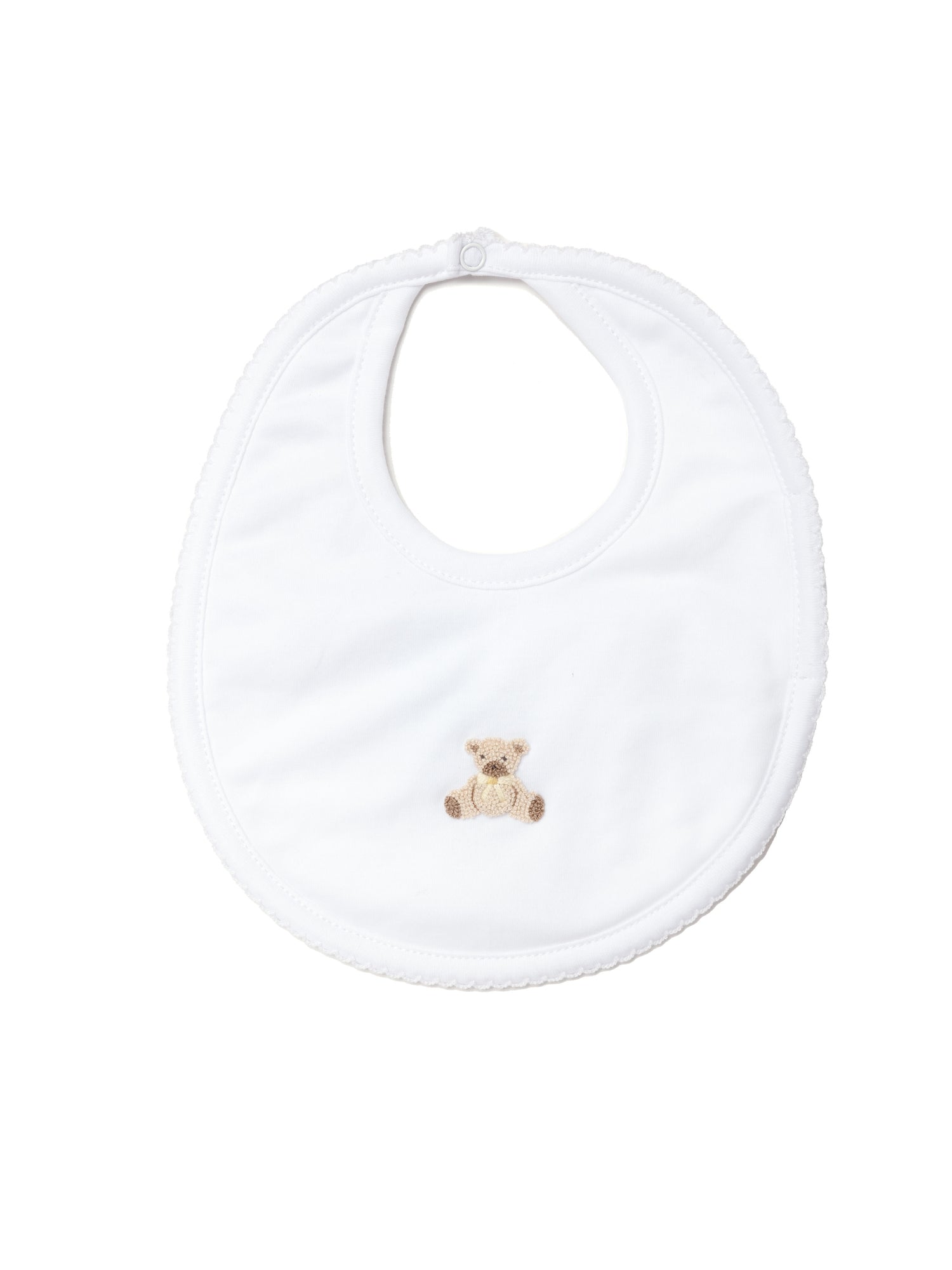 Yellow Teddy Bear Pima Baby Bib | White