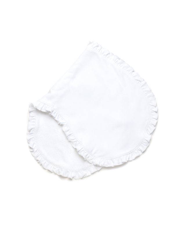 Ruffle Trim Pima Burp Cloth | White
