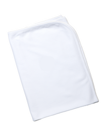 Pima Cotton Picot Trim Baby Blanket -  White