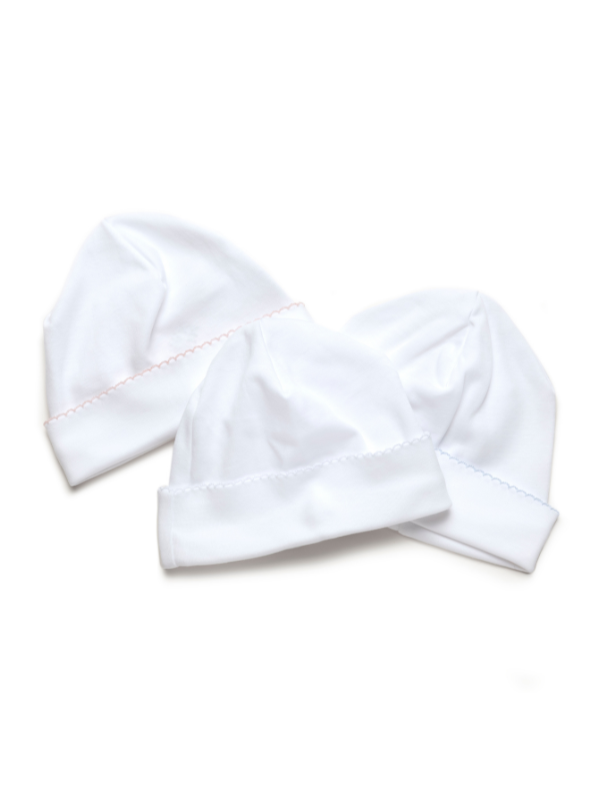 Classic Pima Baby Hat | White/Lt Blue