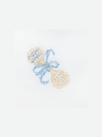 Blue Heirloom Rattle Collared Pima Footie | White