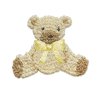 Yellow Teddy Bear Pima Baby Bib | White