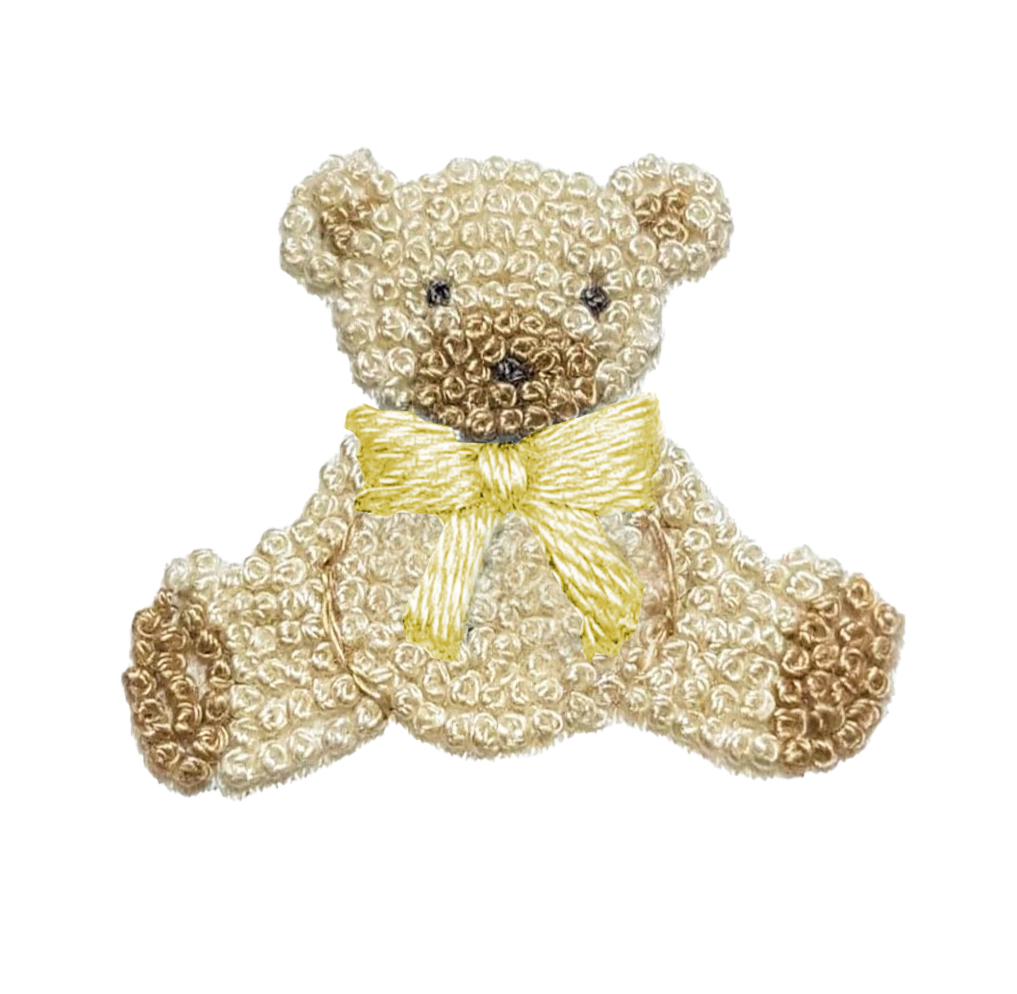 Yellow Teddy Bear Pima Baby Bib | White