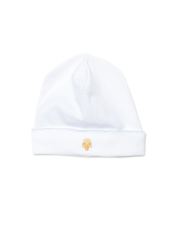 Yellow Duck Pima Baby Hat | White