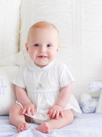 Blue Teddy Bear Pima Bubble | White/Lt Blue