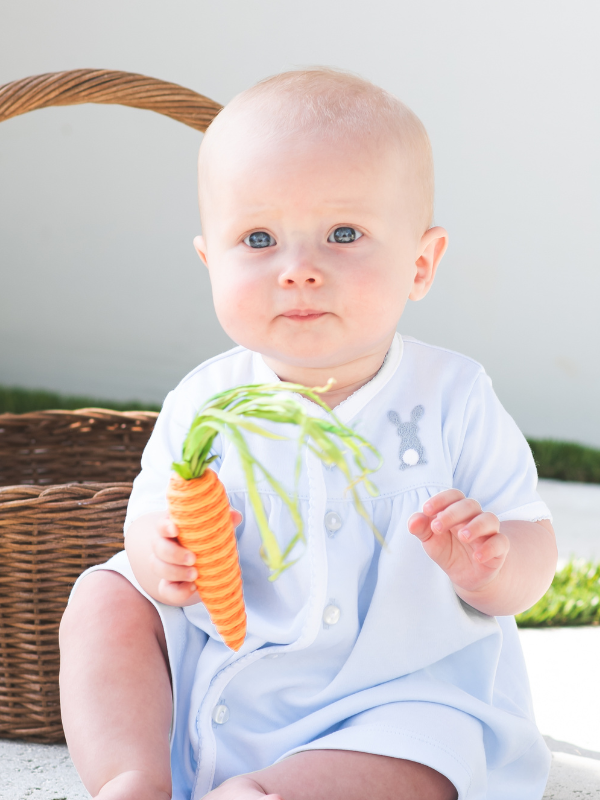 French Knot Blue Bunny Pima Diaper Set | Lt Blue