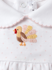 Pink Feather Turkey Pima Bubble | Lt Pink Bitty Dot