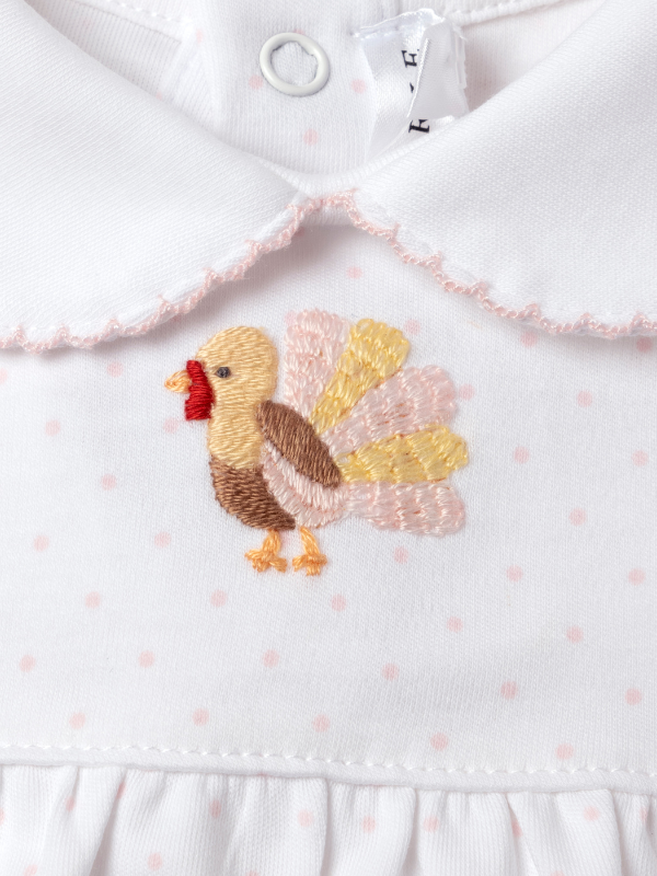 Pink Feather Turkey Pima Bubble | Lt Pink Bitty Dot