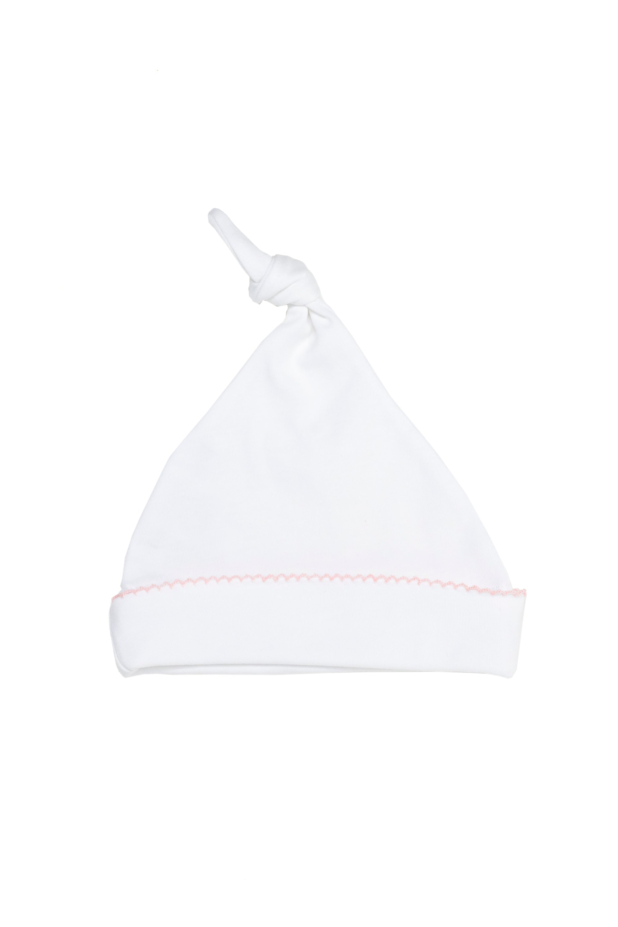Top Knot Pima Baby Hat | White/Lt Pink