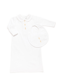 Ivory Baby Rattles Pima Bib - White