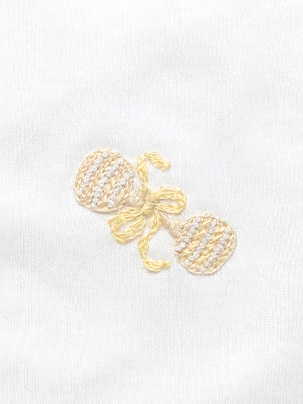 Ivory Heirloom Rattle Pima Baby Hat | White