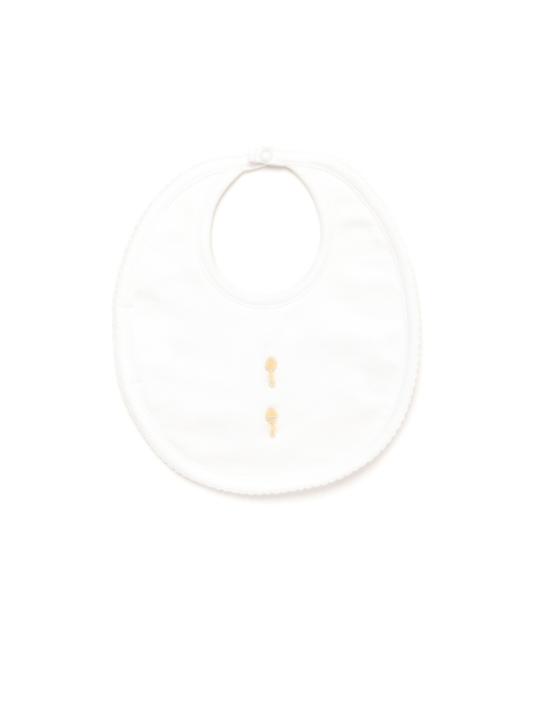 Ivory Baby Rattles Pima Bib - White