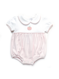 French Knot Pumpkin Pima Bubble | White/Lt Pink Stripe