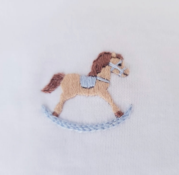 Rocking Horse Day Gown | Lt Blue Bitty Dot
