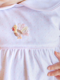 Pink Feather Turkey Pima Bubble | Lt Pink Bitty Dot