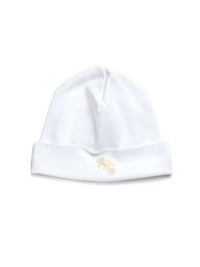 Ivory Heirloom Rattle Pima Baby Hat | White