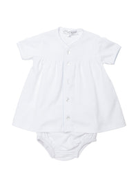 2 Piece Classic Layette Pima Set | White/Lt Blue