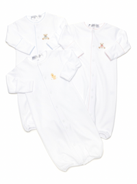 Pink Teddy Bear Pima Converter Gown | White/Lt Pink