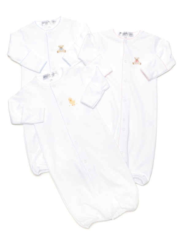 Pink Teddy Bear Pima Converter Gown | White/Lt Pink