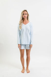 Women's Pima Long Sleeve Short Set | Lt Blue