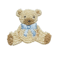 Blue Teddy Bear Pima Collared Footie | White/Lt Blue