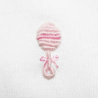 Pink Baby Rattles Pima Bib - White