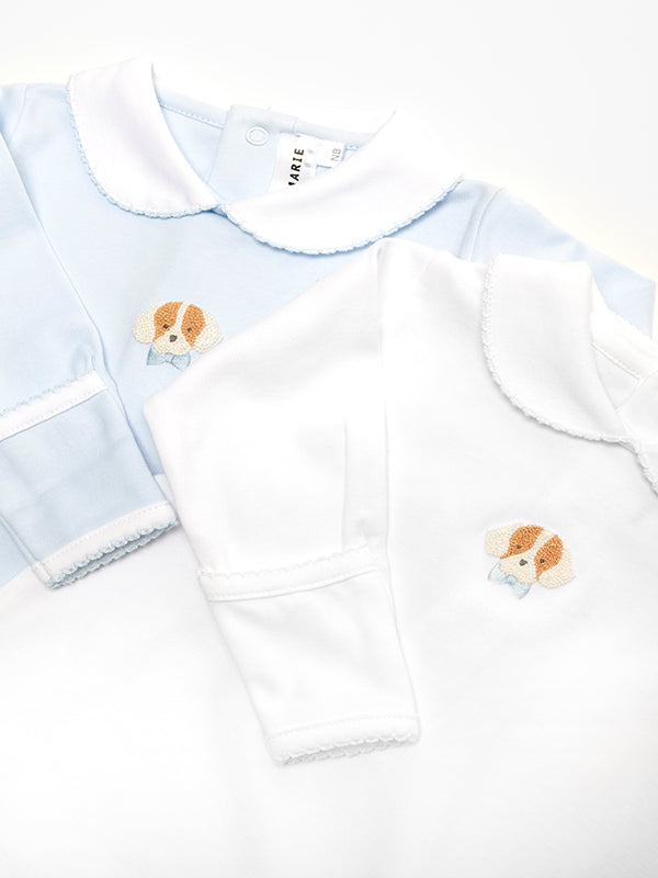 Baby Boy Spotted Puppy Blue Day Gown