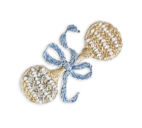 Blue Heirloom Rattle Pima Baby Hat | White/Lt Blue