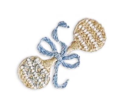 Blue Heirloom Rattle Pima Baby Hat | White/Lt Blue