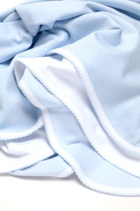 Pima Cotton Picot Trim Baby Blanket - Lt Blue