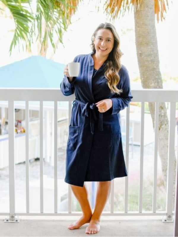 Ms. Elizabeth Pima Cotton Lounge Robe | Navy
