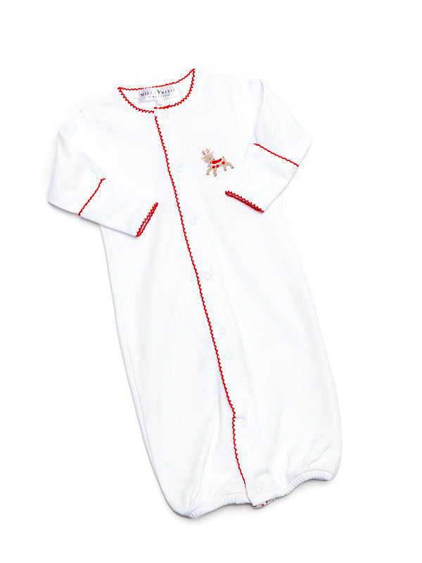 Baby Reindeer Pima Converter Gown | White